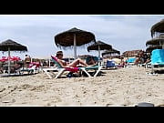 dark-haired with humungous boulder-possessor-stuffers on the beach -.