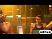 Two sexy hot ladies learning pole dancing and have fun