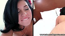 TeensDoPorn Sexy Pinup teen eats cum Thumbnail