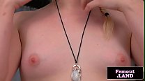 Seductive femboy beauty tugs on her cock Thumbnail