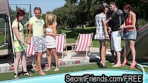 Pool Party Orgy 2 guys 5 chicks Secret Friends Thumbnail