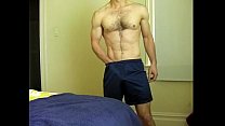 toned slightly hairy chest guy strip-jo-cum on ... Thumbnail