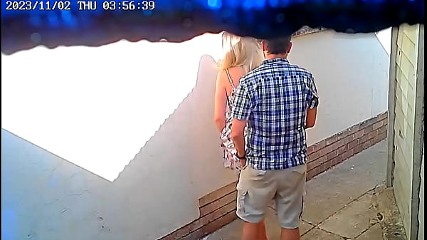 Daring couple caught fucking in public on cctv camera