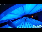 teen latina gets caught rubbing her clit while using a tanning bed