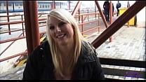 A young blonde in exchange for money gets touched and buggered in an underpass