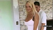Big-breated horny milf's bedroom seduction Thumbnail