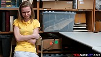 Skinny Russian teen shoplifter caught and fucked by security