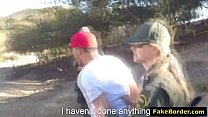 Border agent fucks two stunning babes outdoors Thumbnail