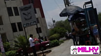 Street vendor accepts Milky dude's proposal and gets fucked for money