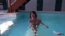 Brunette With Flat Chest Pounded in a Public Po... Thumbnail
