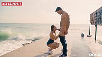 Wild petite babe fucked hard on a public beach ... Thumbnail