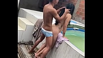 caught in the pool having sex