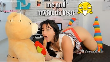 Roleplay sexy and naughty student caught on tape playing with her teddy bear so hot