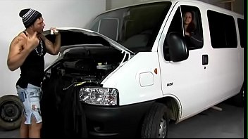 muscular car mechanic dates in his workshop with juicy swarthy faced hottie mary sanches with big natural tits and hairy pussy special locations