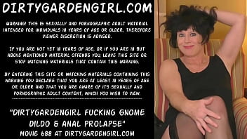 Dirtygardengirl fucking Gnome dildo &amp_ anal prolapse