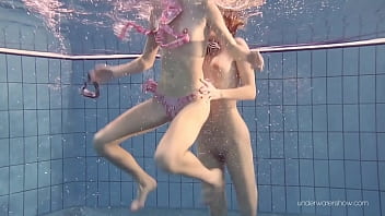 Blonde and brunette Duna and Nastya underwater cuties