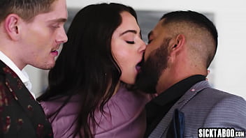 Bisexual guys Jay Tee and big cock Dominic Pacifico fucked hot big ass teen Sophia Burns after perfect blowjob