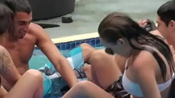 Fun and wild pool party leads into a horny sex orgy