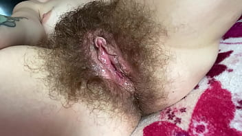 Double dripping wet orgasm hairy pussy big clit closeup