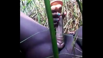 Black pussy pounding in the forrest