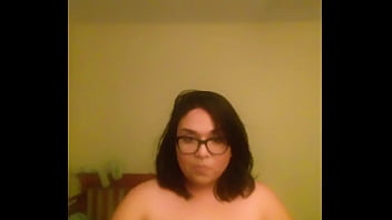 Brunette BBW shows me her naked body behind her husbands back