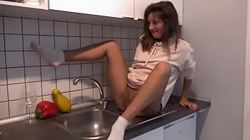 Beautiful Teen pees in glass