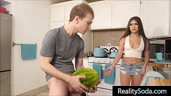 step Brother fucks stepsister instead of watermelon