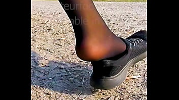 Shoeplay Dangling Dipping Nylons sneakers Feet footfetish clip video foot toe Girl slips out of her sweaty stinky shoes