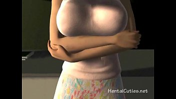 【3Dエロアニメ】　巨乳の淫乱女教師が男3人と乱交セックス♪