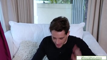 Blonde stepsis sucking her stepbros dick