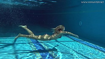 Mary Kalisy Russian Pornstar swims naked in the pool