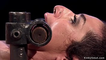 Huge tits black haired slyt fucked in bondage