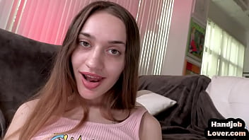 HJ loving teen with mediumboobs wanks POV cock n talks nasty