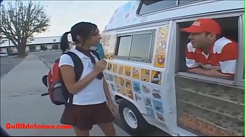 Gullibleteenscom icecream truck blond short haired teen fucked eats cumcandy