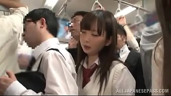 めちゃカワ女子高生が電車チカンの餌食に。。。スカート捲り上げられてバックからチンポ挿入でガン突きw 