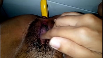 shaaamha masturbating with a brush in ass