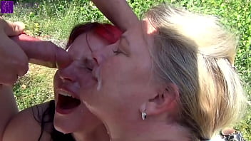 mom and stepdaughter were dirty used by countless men at a bathing lake! part 2 cumshot lesbo piss