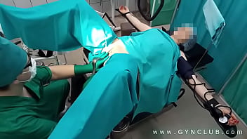 Gynecologist having fun with the patient