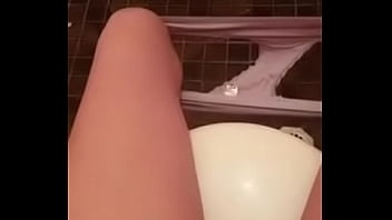 Slutty wive fucks herself in the toilet