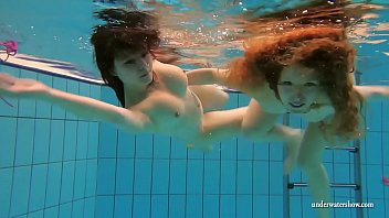 Katka and Kristy underwater swimming babes