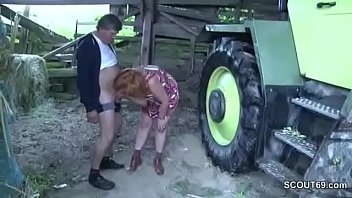 German Milf Mom and Dad Fuck Outdoor on farm