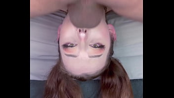 Beautiful European Upside Down Pigtail Handlebar Facefuck BALLS DEEP THROATPIE