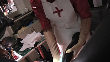 Pegging Anal Deep Rubbernurse Apron Pegging Rubber Femdom Extreme Bizarre Mask Gloves Fetish Bdsm Nurse Latex Closeup Handjob Milf Dildo Cum