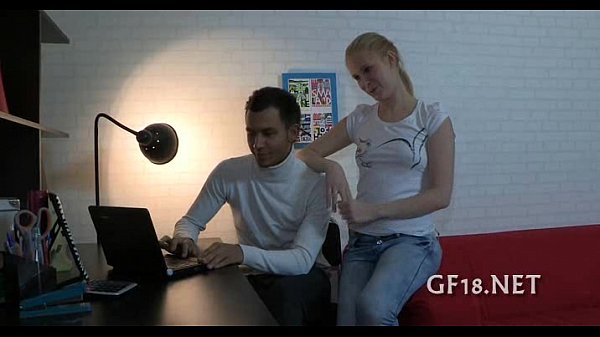Perverted spectacled guy holds hand
