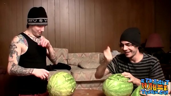 straight inked guys fuck watermelons until cumming gay [ Duration: 10:06 ]