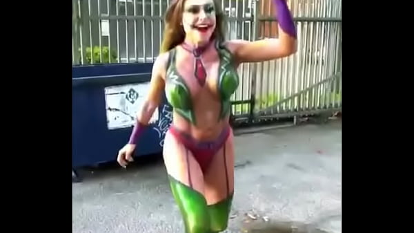 bodypainted busty black batgirl amp blonde joker woman [ Duration: 00:59 ]